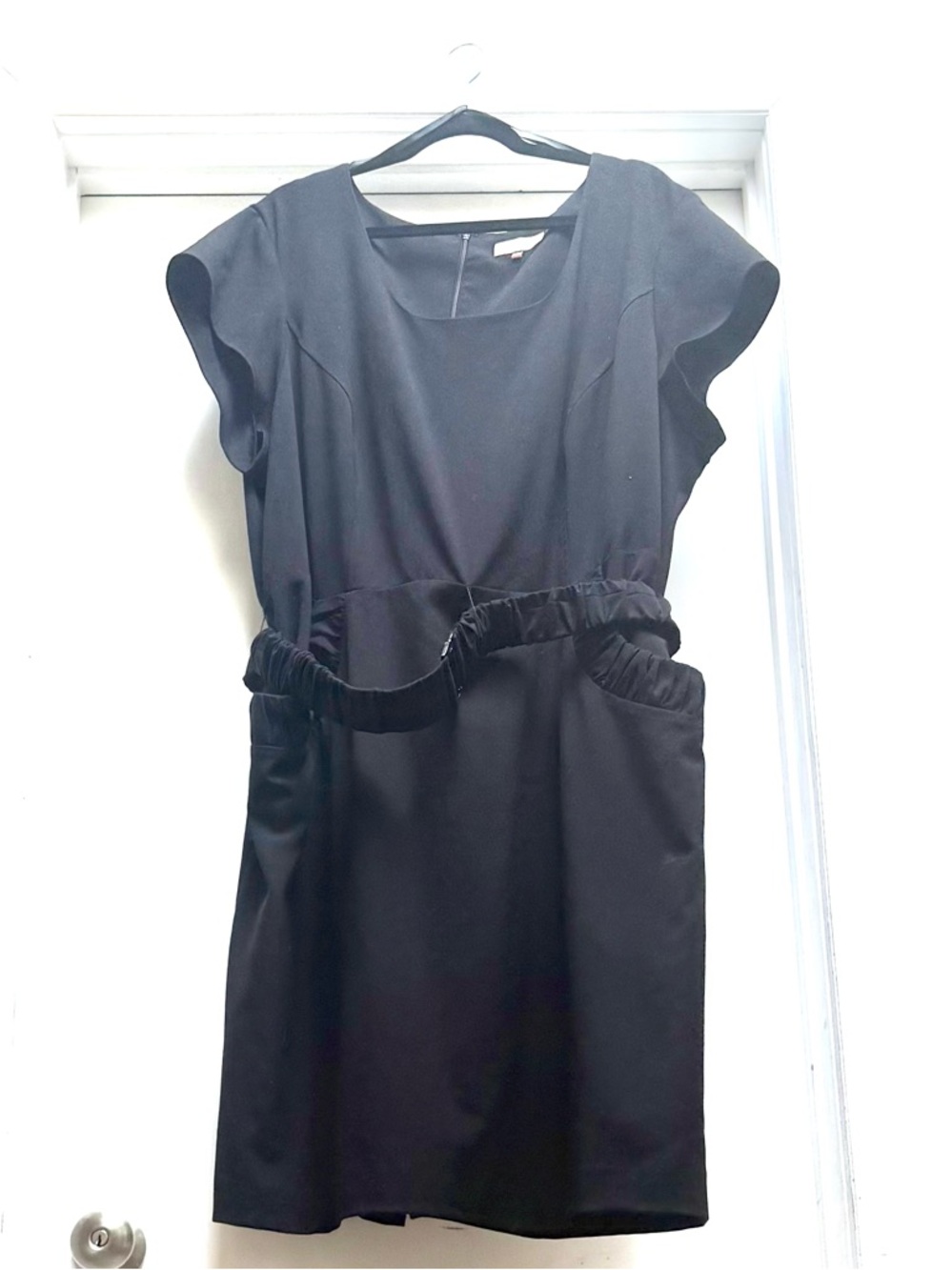 Calvin Klein Cap-Sleeve Belted Sheath Dress with Pockets